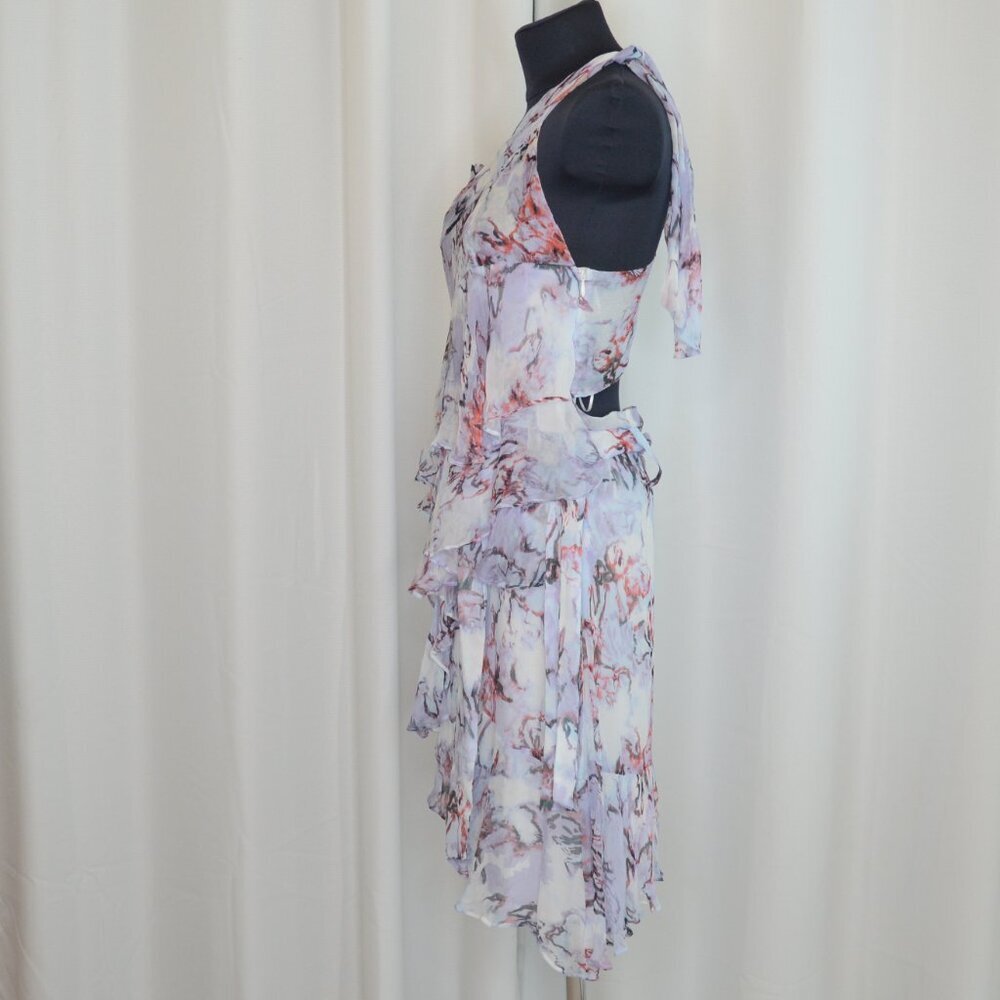 IRO Paris Jofrey Ruffle Mini Dress in Lilas Multico Sz 2 - Picture 4 of 10